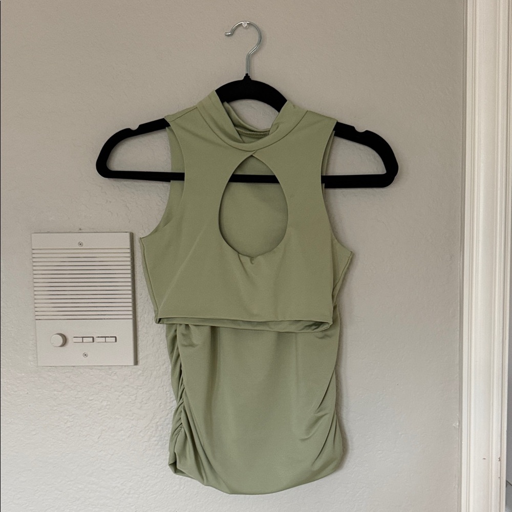 Sleek Olive Green Sleeveless Top